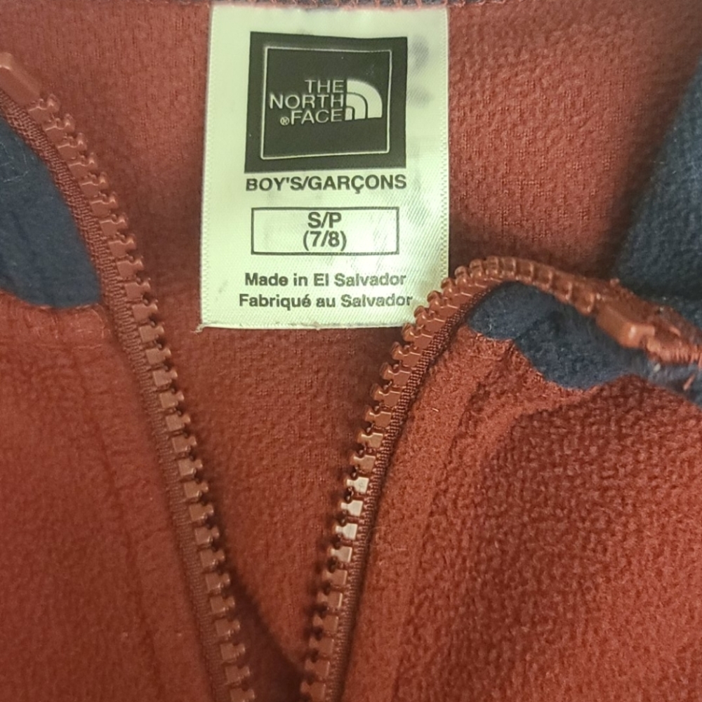 THE NORTH FACE Red Blue Hoodie Full Zipper Jacket Fleece Boys S 7 PLAY CONDITION - Picture 7 of 16
